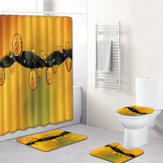 Shower Curtain Bathroom Anti-slip Mats Four-piece Set
