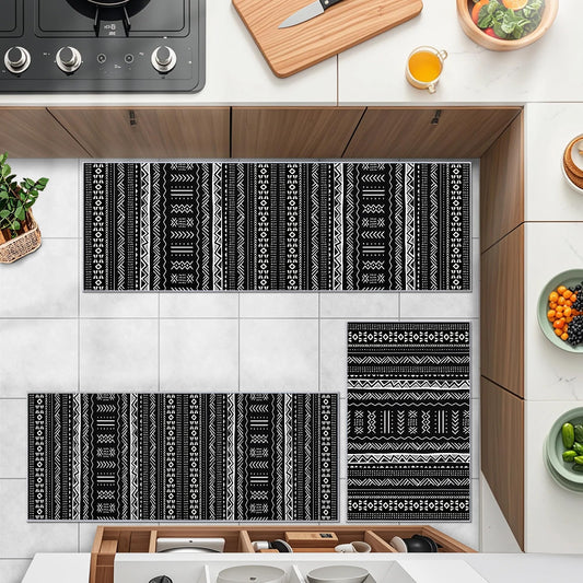Kitchen Rugs Sets Of 3 Kitchen Mats 3 Piece Set Kitchen Runner Rugs Non Skid Washable Boho Kitchen Rug Set Carpets For Laundry Room