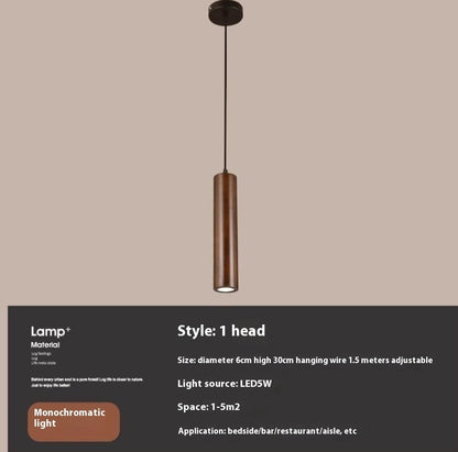 Long Chandelier Modern Minimalist Solid Wood