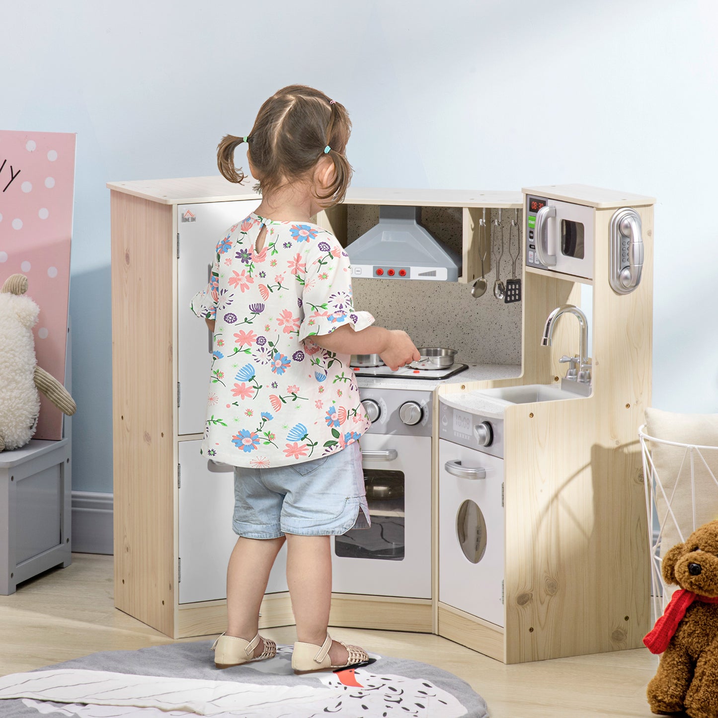 Kids Kitchen Playset, With Accessories, Storage Space